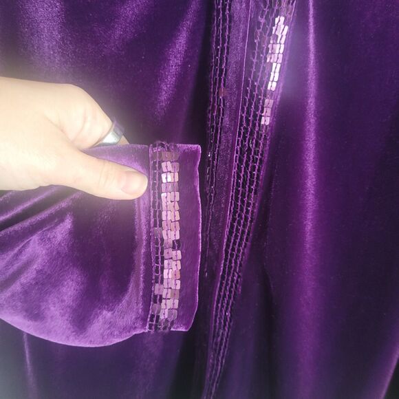 Quacker Factory Velvet Sequin Cardigan Top Women's Size 1X Purple Formal Event - Picture 4 of 8